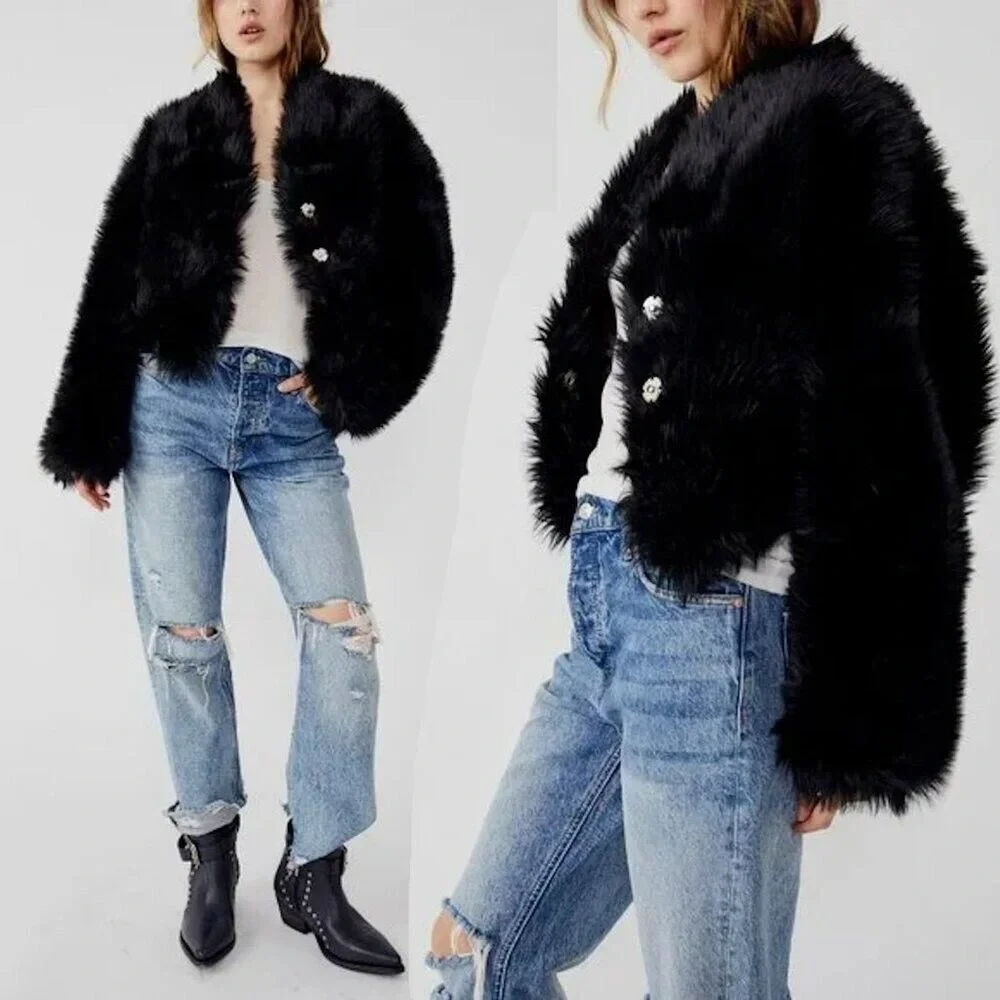 Free People All Night Faux Fur Jacket